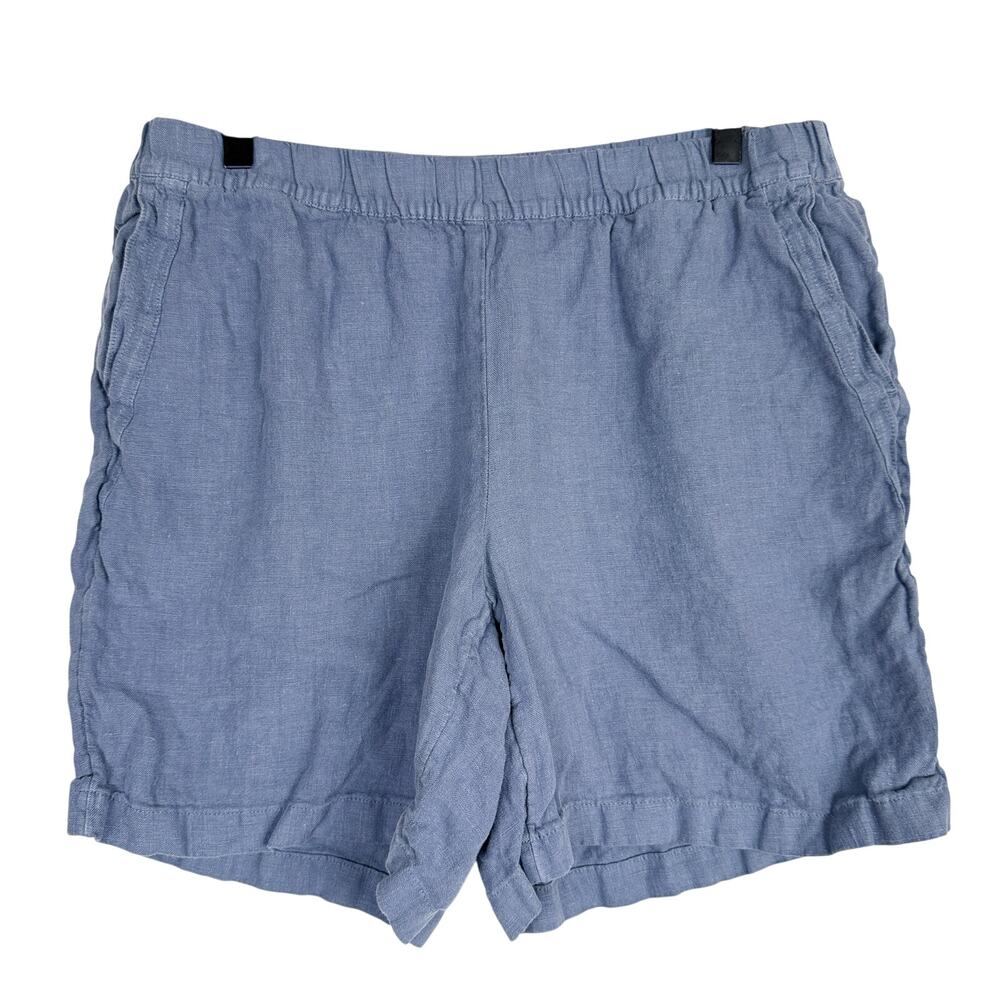 J.Jill Pure Jill Darment Dyed Linen Shorts Blue Pull-On - M